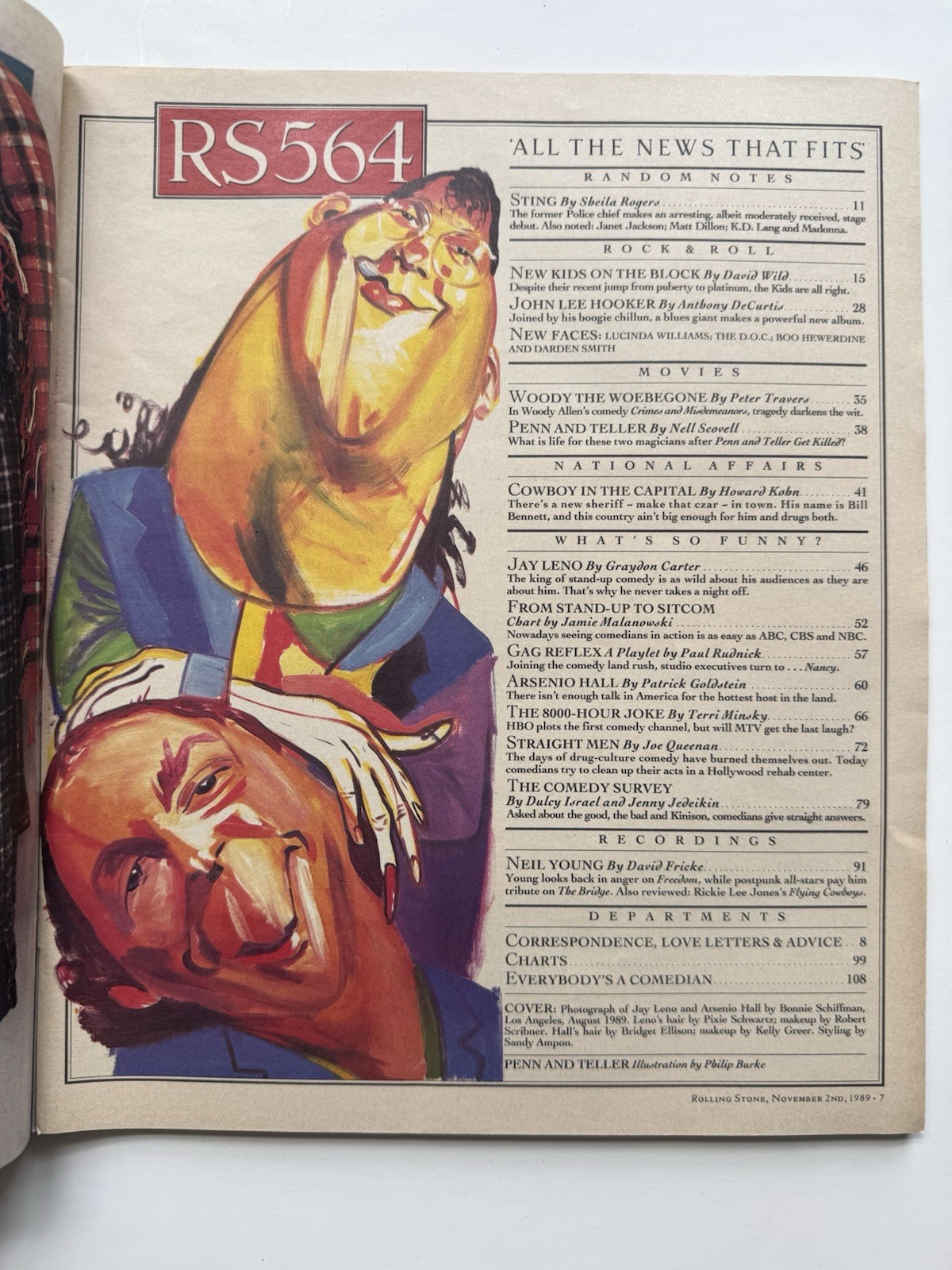 ROLLING STONE MAGAZINE #564 Jay Leno Arsenio Hall Comedy Issue 11/2/89
