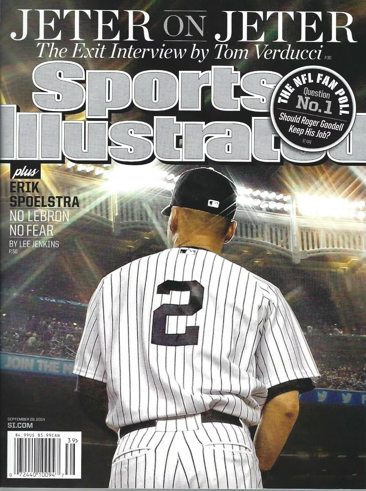 DEREK JETER FAREWELL THE EXIT INTERVIEW SPORTS ILLUSTRATED MAGAZINE 9/29/2014