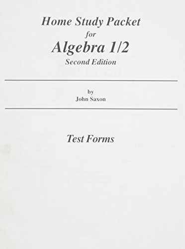 Home Study Packet for Algebra 1/2, – Paperback, by John Saxon – Acceptable w
