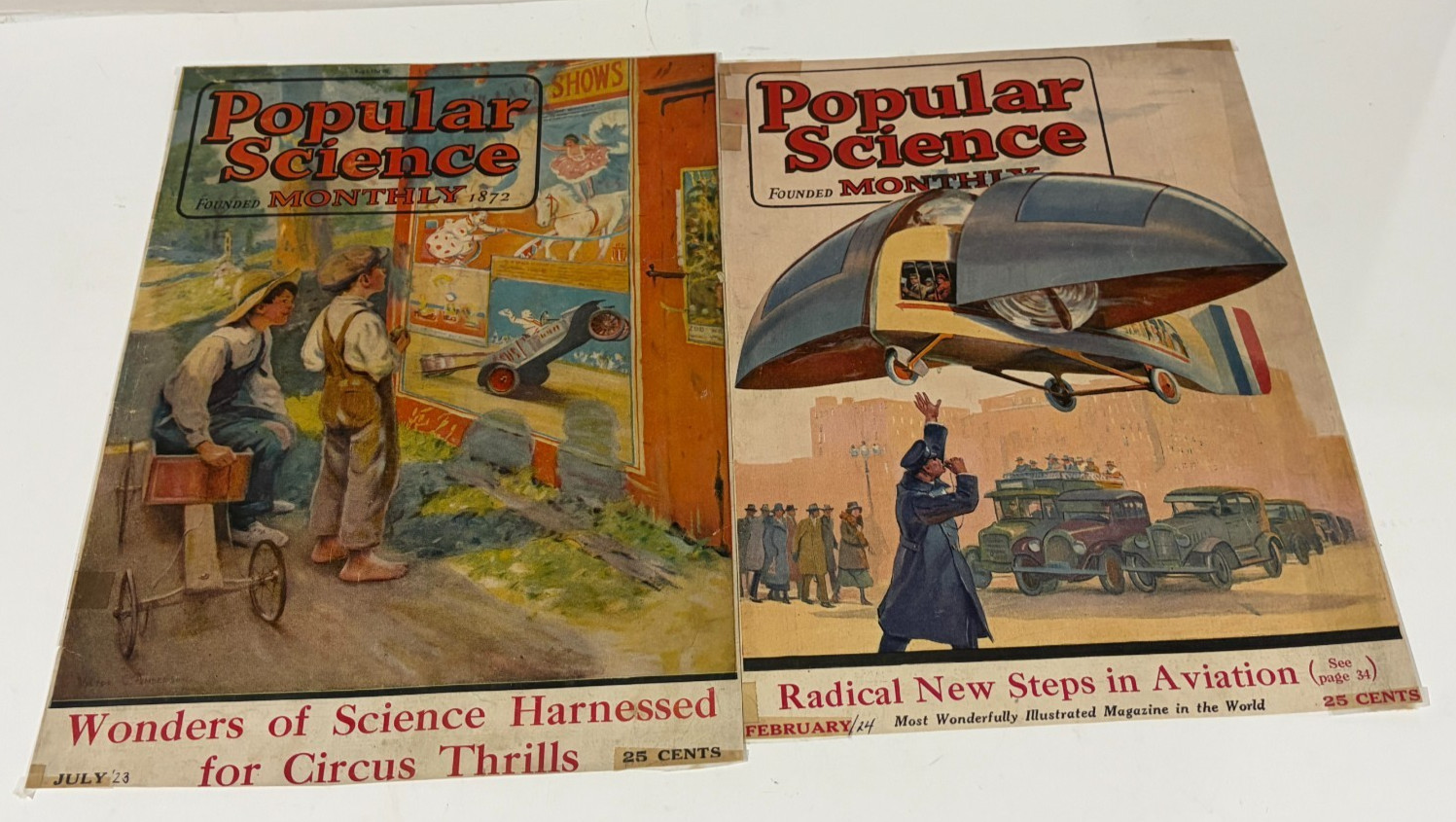 Popular Science Monthly Magazine Covers 1920s Lot of 7 Aviation , Motorcycle