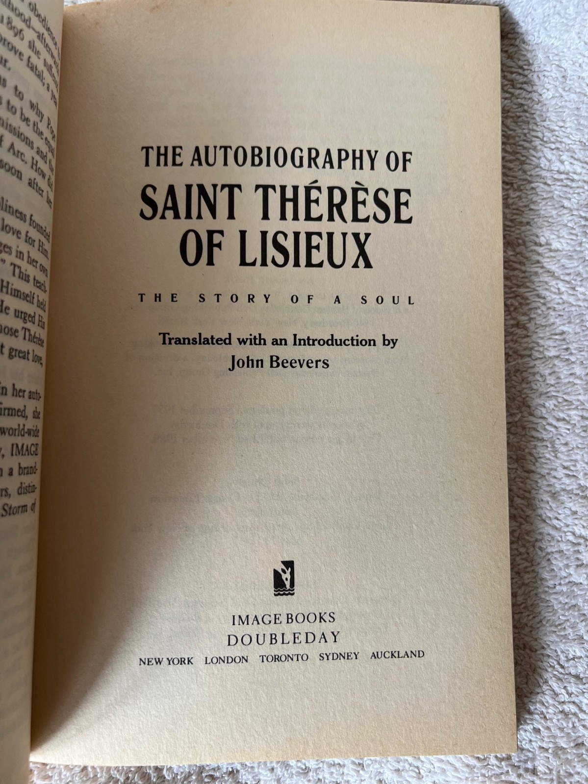 Autobiography of Saint Therese of Lisieux Paperback Book Vintage John Beevers
