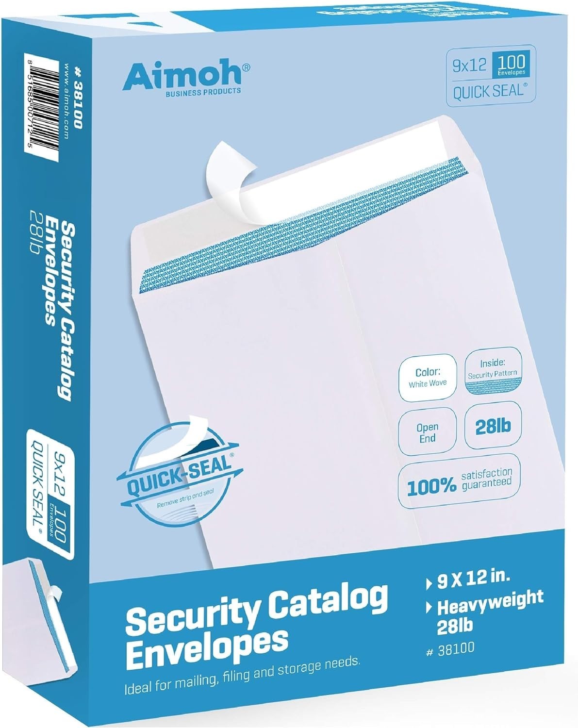 Bulk Pack of 100 9×12 Security Tinted Self-Seal Catalog Envelopes