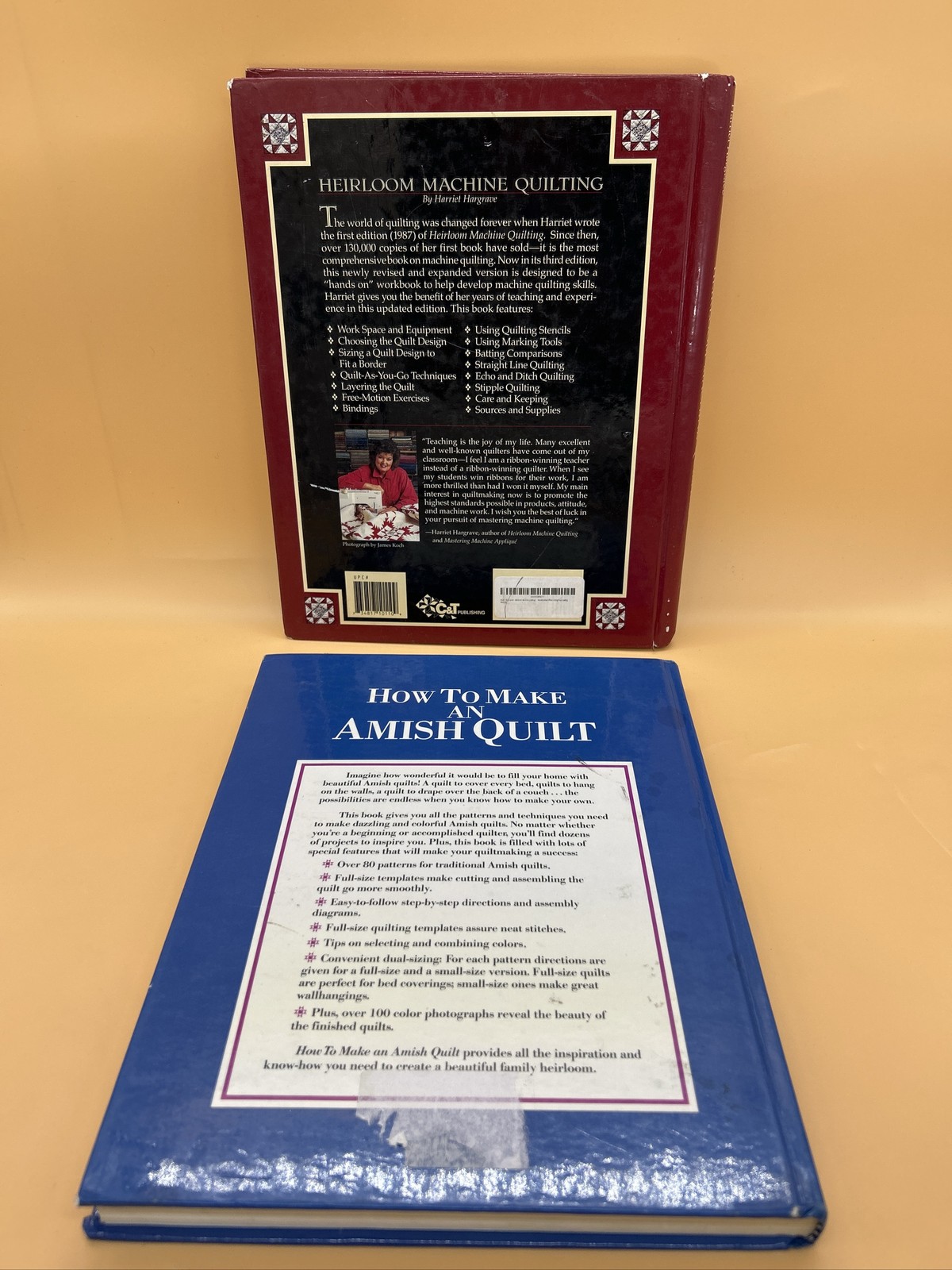 TWO Quilting Book Amish Quilt Heirloom Machine Quilting Harriet Hargrave Crafts