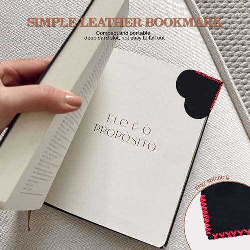 Genuine Leather Heart Bookmarks, Handmade Corner Page Book Marks, Gifts 6 in 1