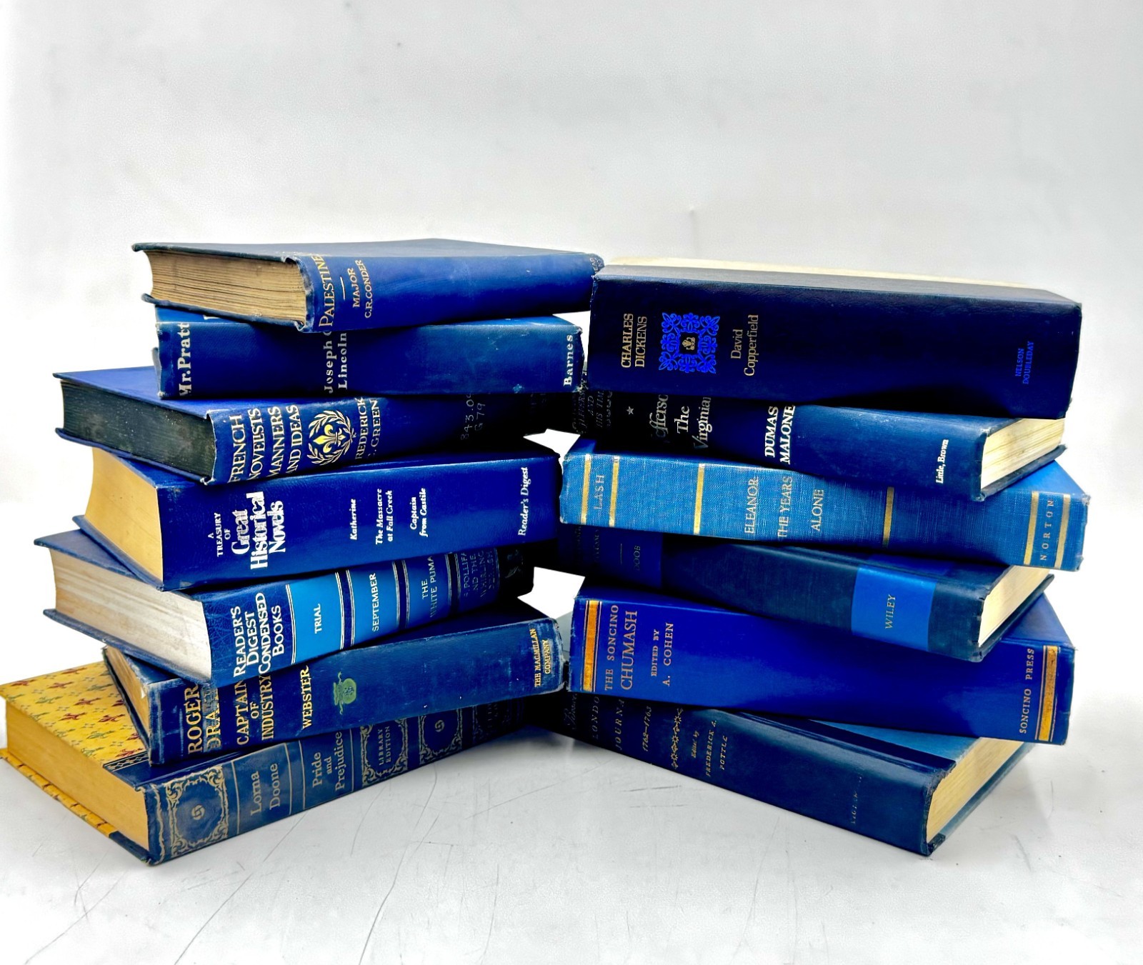 Vintage Book Lot of 5 BLUE Old Antiquarian Rare Decoration Hardcover Books