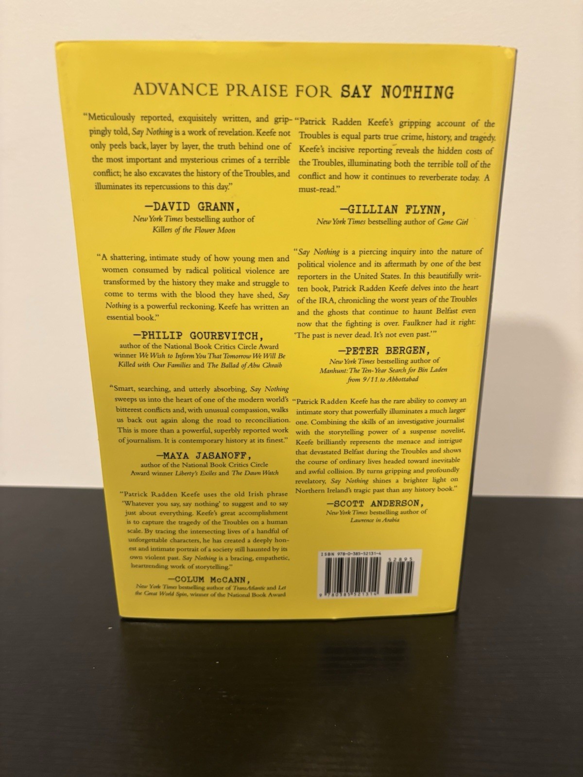 Say Nothing by Patrick Radden Keefe. 1st Edition, Doubleday Hardcover 2019.