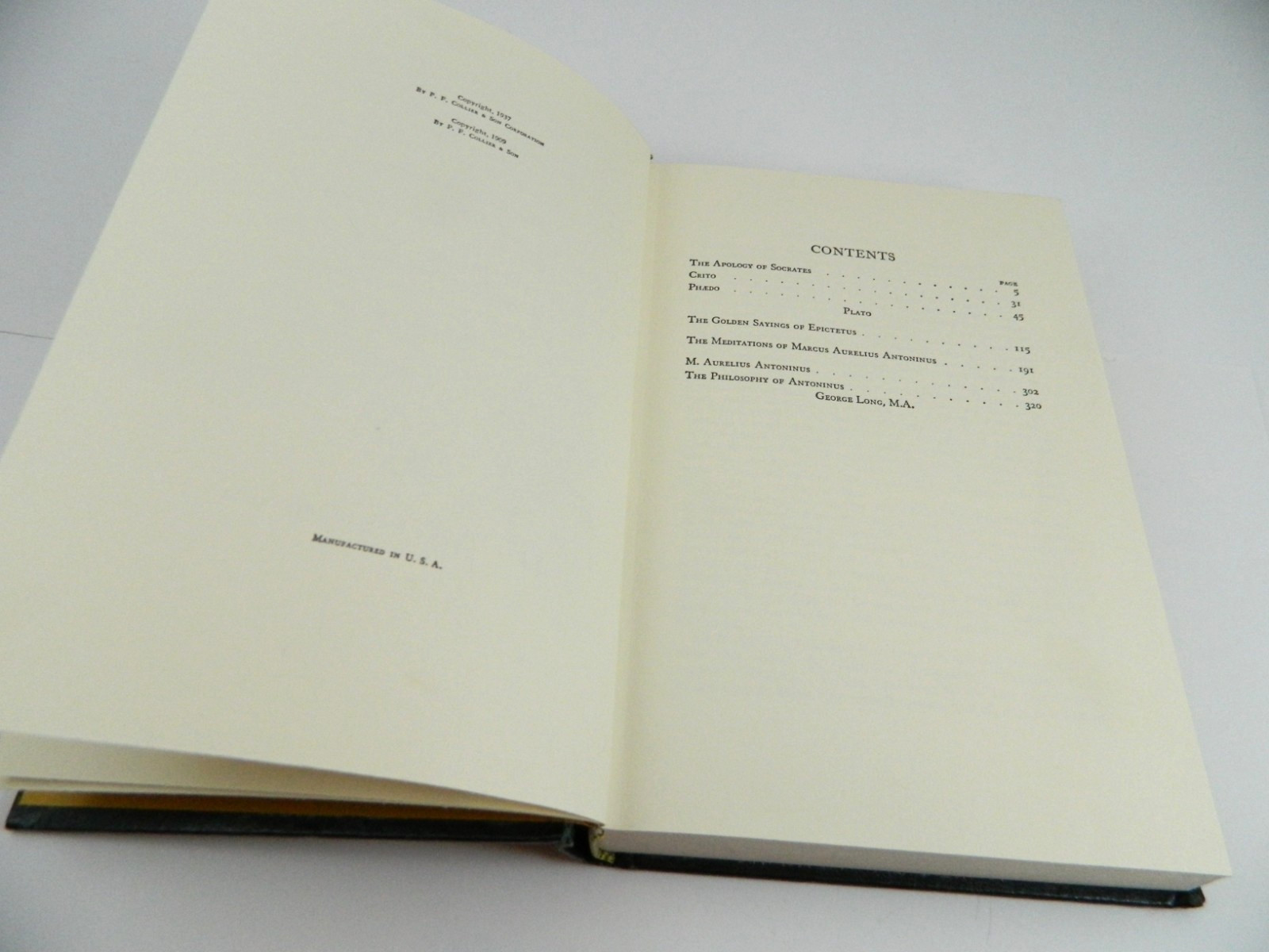 The Harvard Classics Deluxe Registered Edition Plato Epictetus Marcus Aurelius