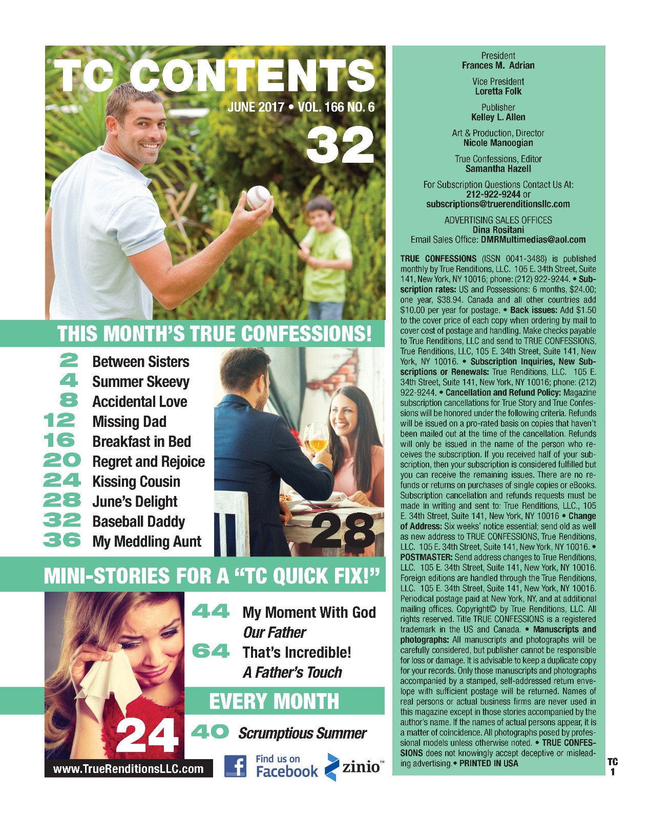 2017 True Confessions Magazines, 7 months, Jan, Feb, Mar, Apr, May, Jun & Jul.