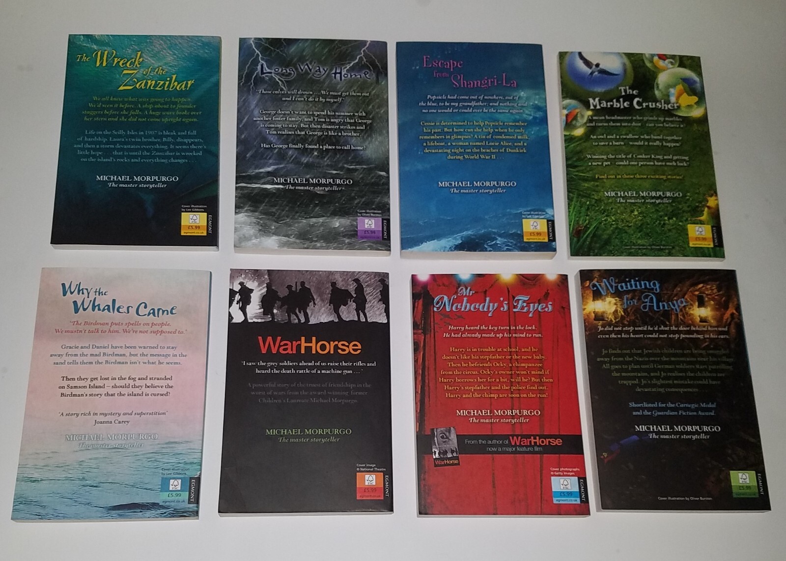 8 Michael Morpurgo Paperback Book Lot War Horse Anya Whales Shangri-La Zanzibar