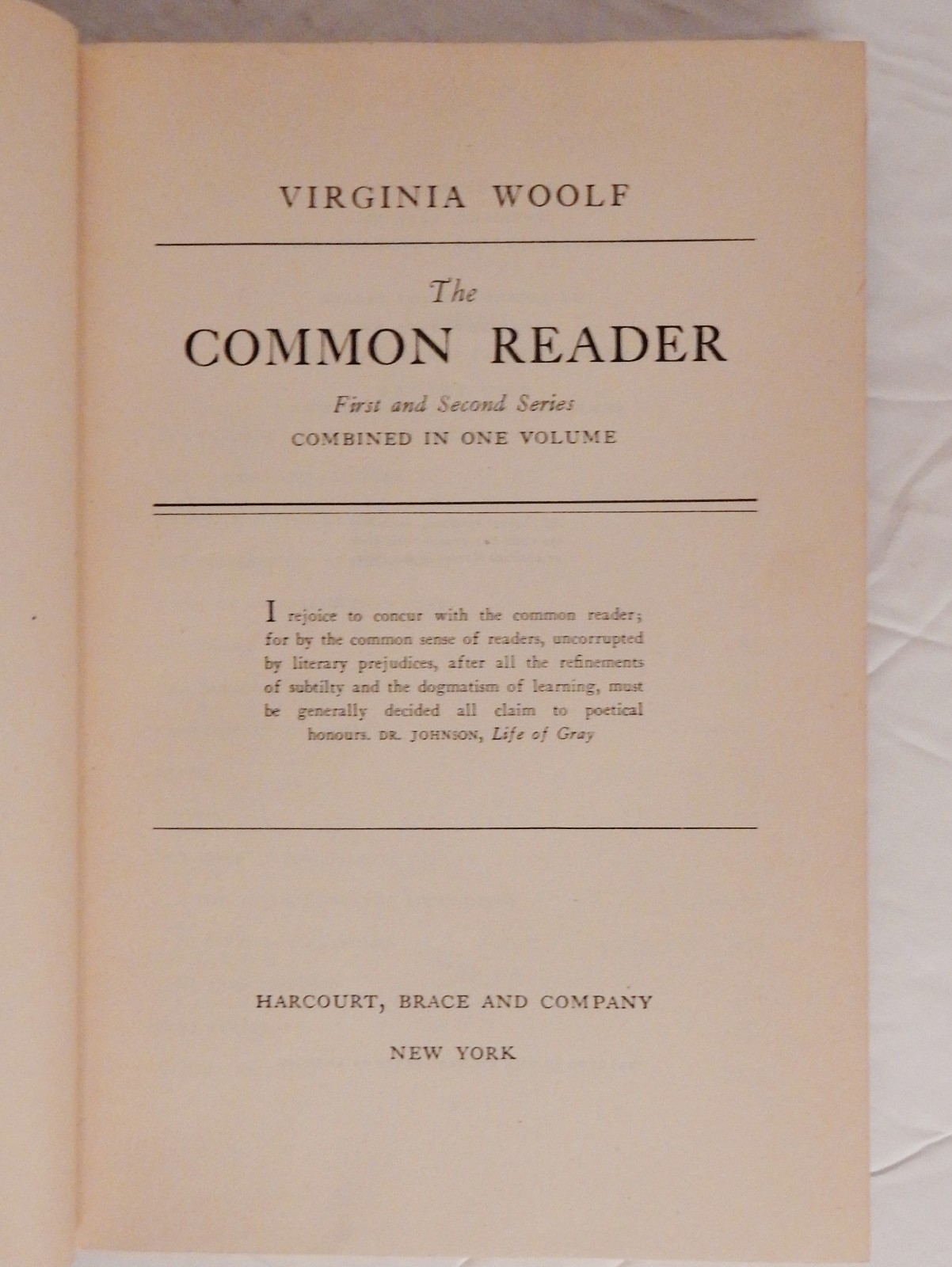 The Common Reader-First and Second Series in One Volume; Virginia Woolf; 1948 HC