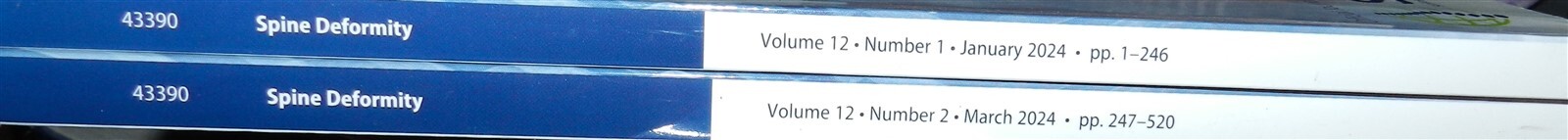 Spine Deformity Volume 12 2 Book Set! Number 1 January 2024! Number 2 March 2024