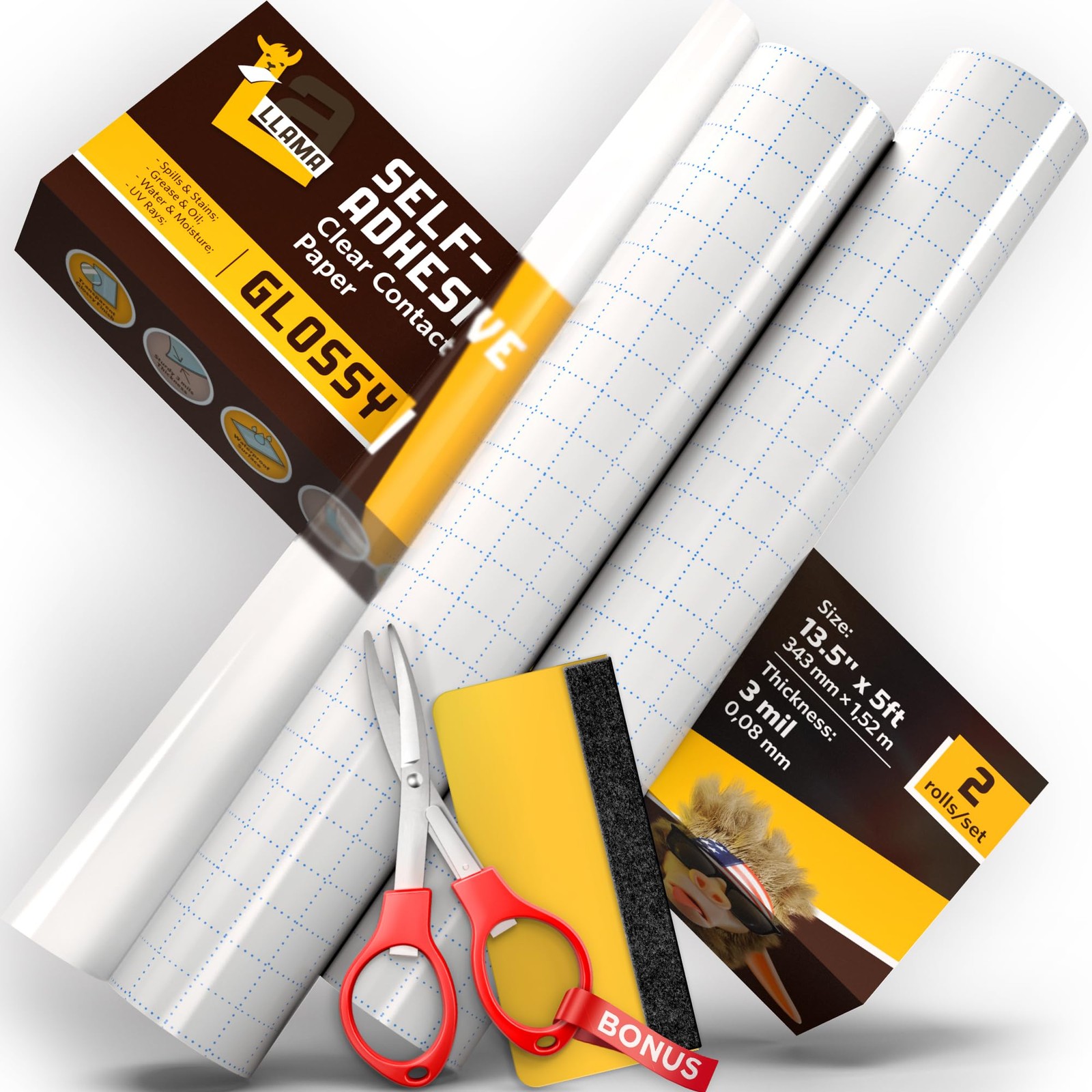 2 Pack 13.5x5ft Clear Contact Paper Multipurpose Self-Adhesive Shelf Liner Roll
