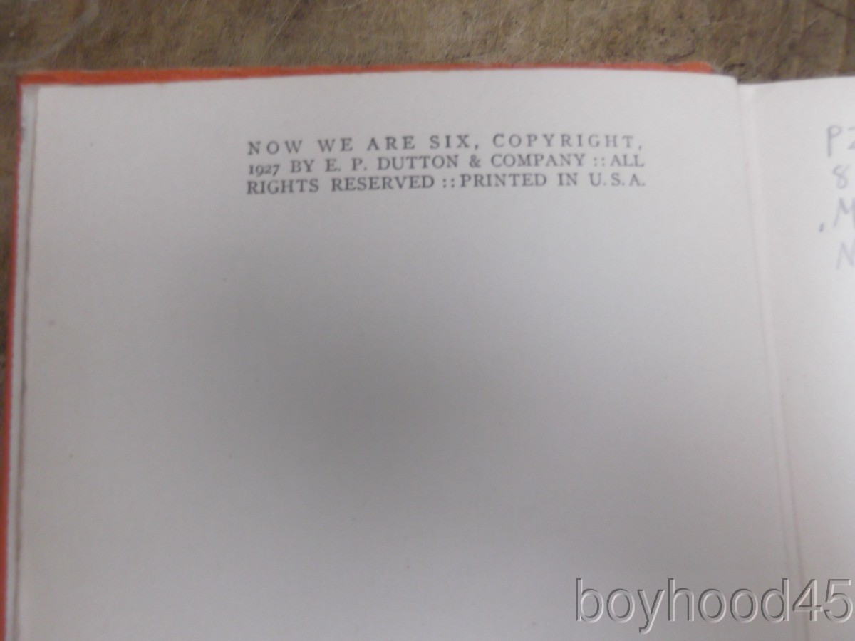 Now We Are Six by A.A. Milne–First American Edition, 1927