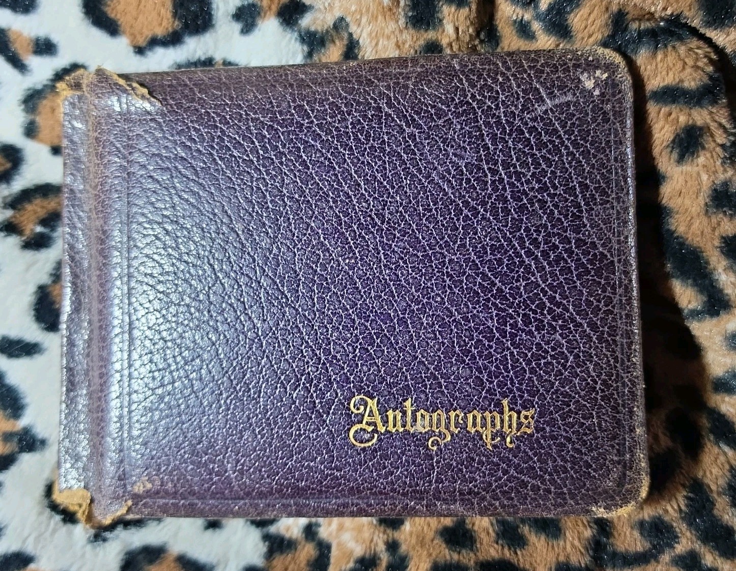 1920’s Antique Leather Bound Gold Gilt Autograph Book With Signatures – Old