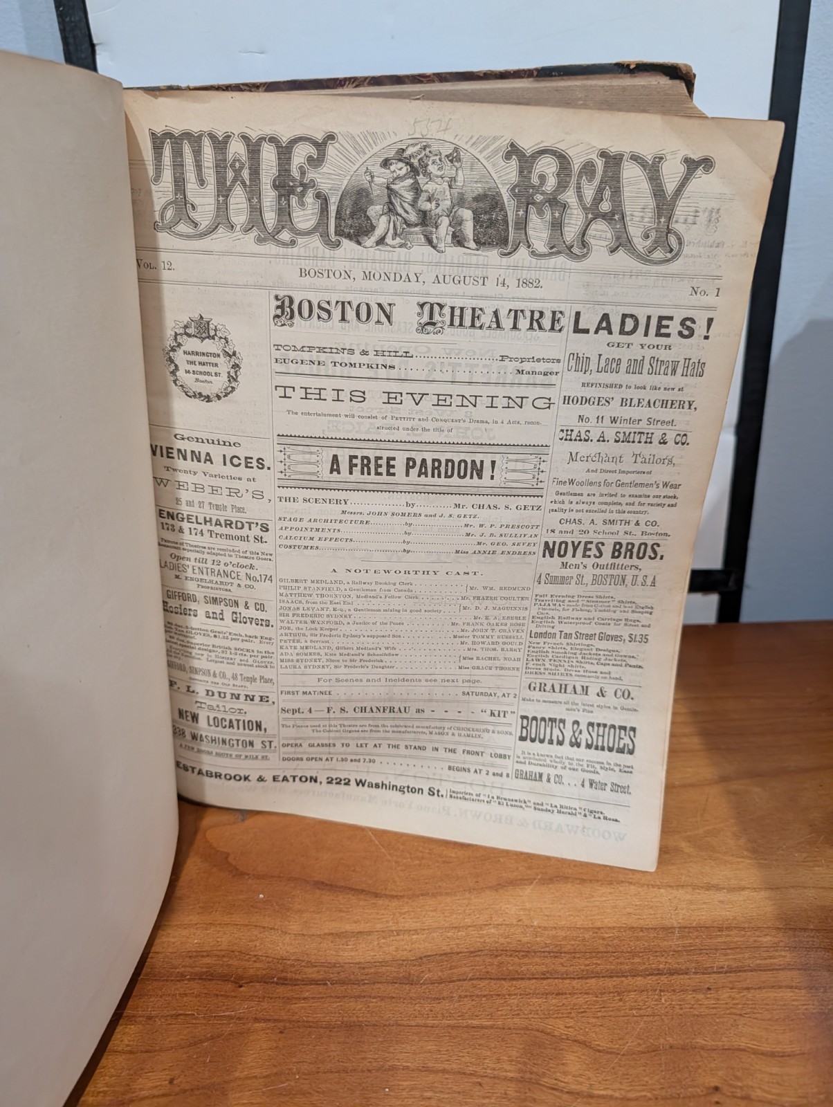 Antique 1882-1883 The Ray Bound Volume – Boston Theatre History & Ephemera VG