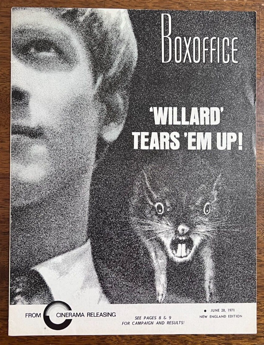 BOXOFFICE MAGAZINE FT. WILLARD JUNE 1971 HORROR 9.25×12.25