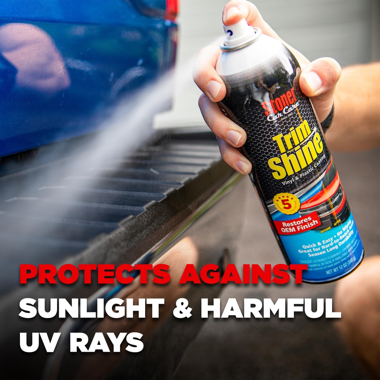 Trim Shine Restorer for Cars, Black Plastic & Vinyl Protectant Coating, 12 Oz.
