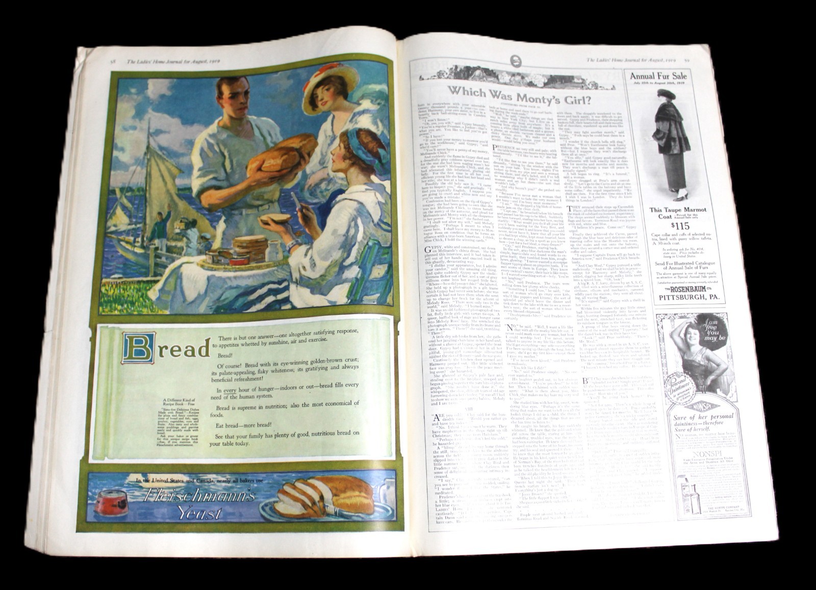 LADIES’ HOME JOURNAL MAGAZINE AUGUST 1919 WOMENS FASHIONS HOMEMAKING FICTION
