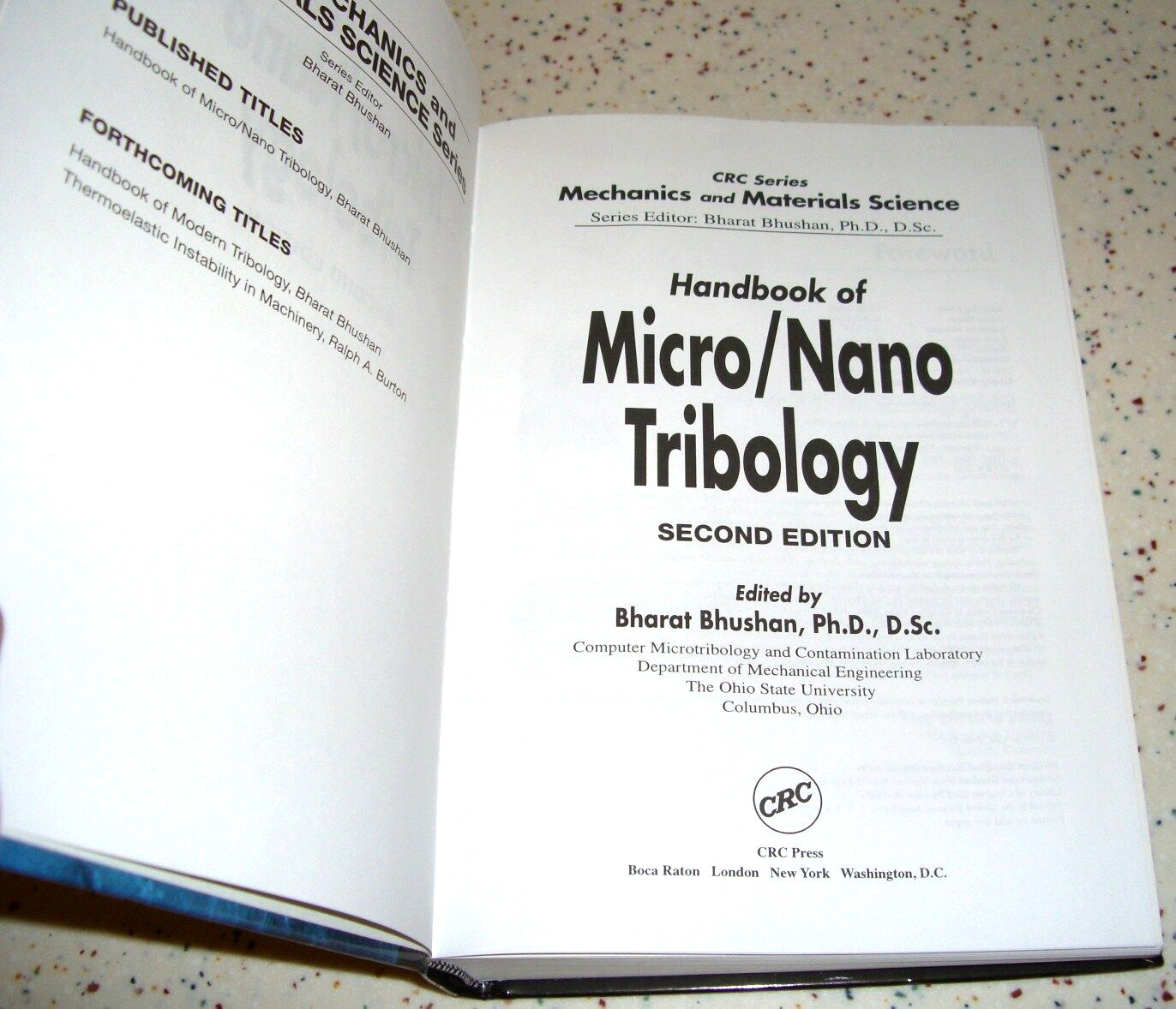 Handbook of Micro-Nanotribology Bharat Bhushan 1999 Newer Second Edition