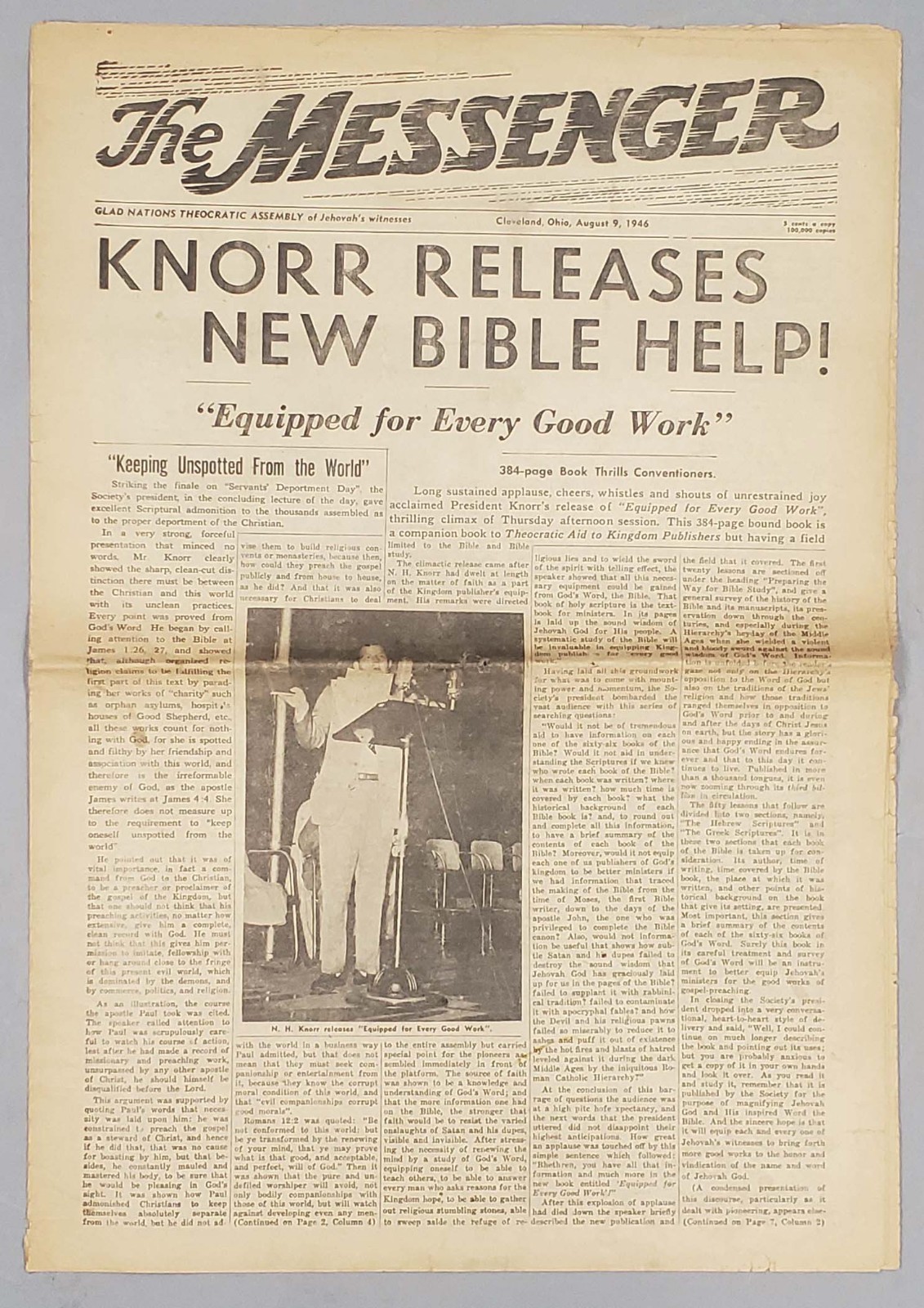 Rare Messenger August 9 1946 Convention Report New BibleHelps Watchtower Jehovah