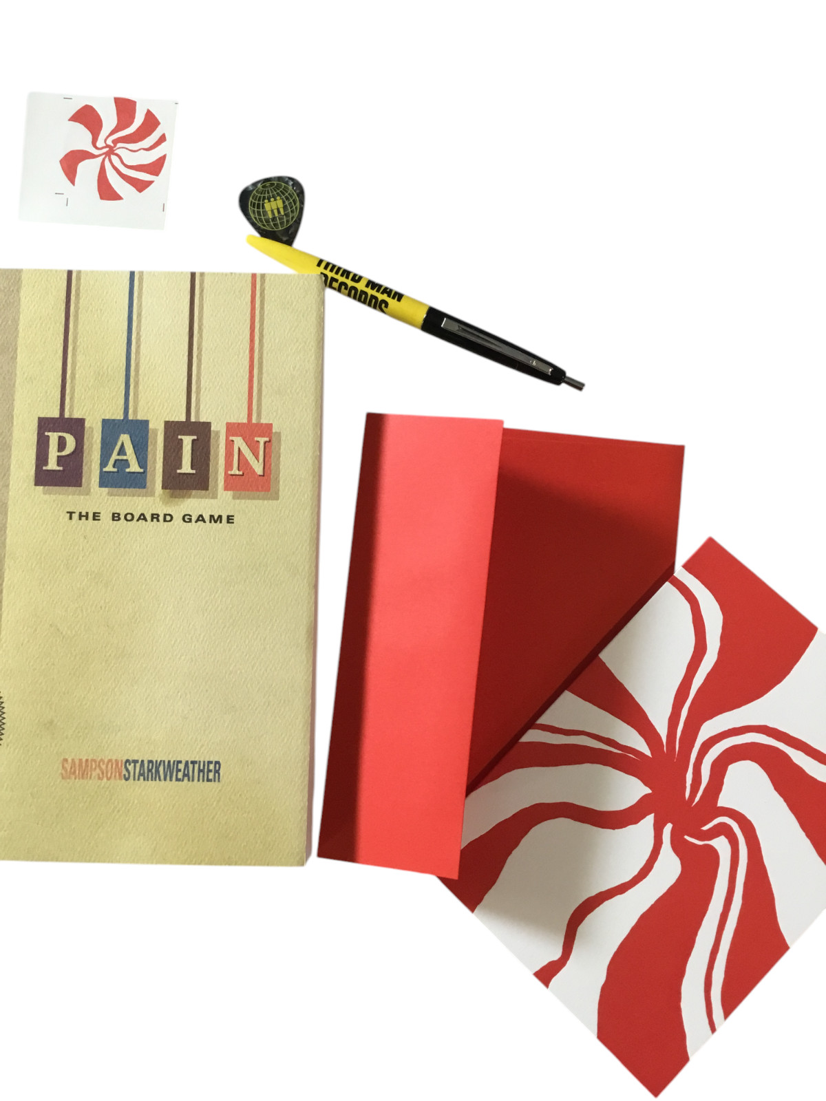 Third Man Records Jack White Stripe PAIN Book, Card, Pen, Guitar Pick, Sticker