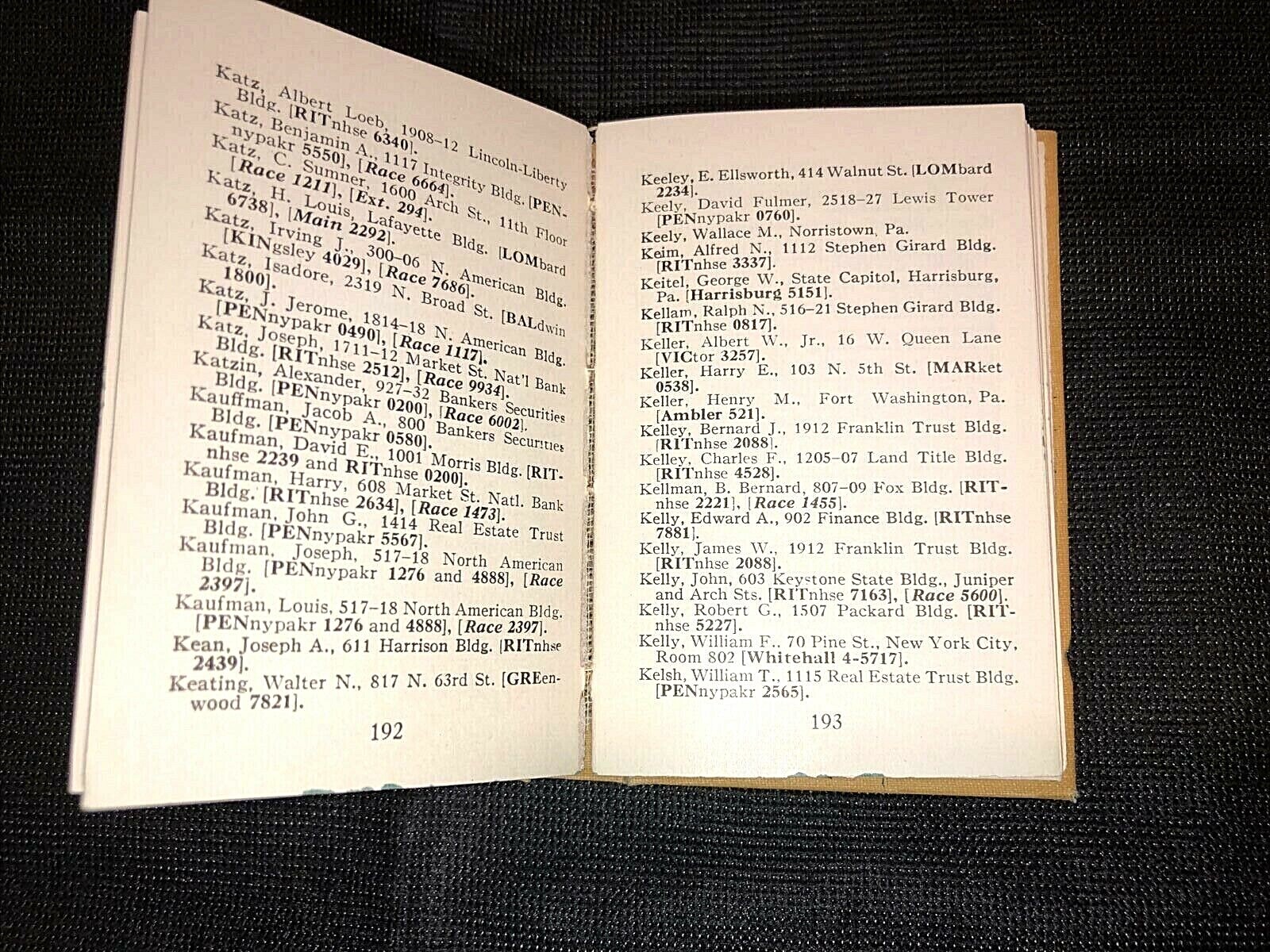 Rare Vintage 1940 Philadelphia Bar Complete Miniature Legal Directory 359 pages