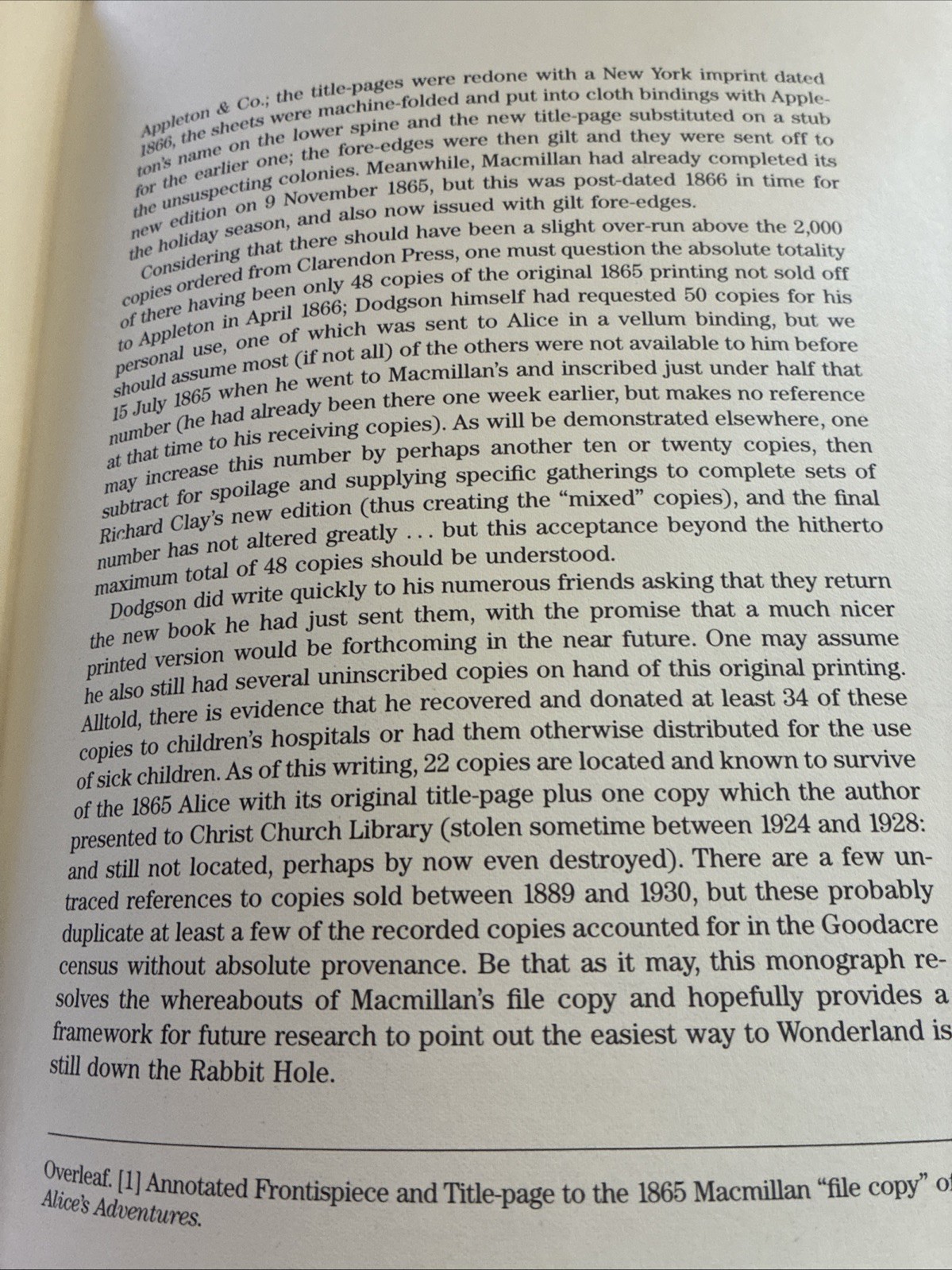 Alice’s Adventures in Wonderland Printing Re-Described Privately Published 1990