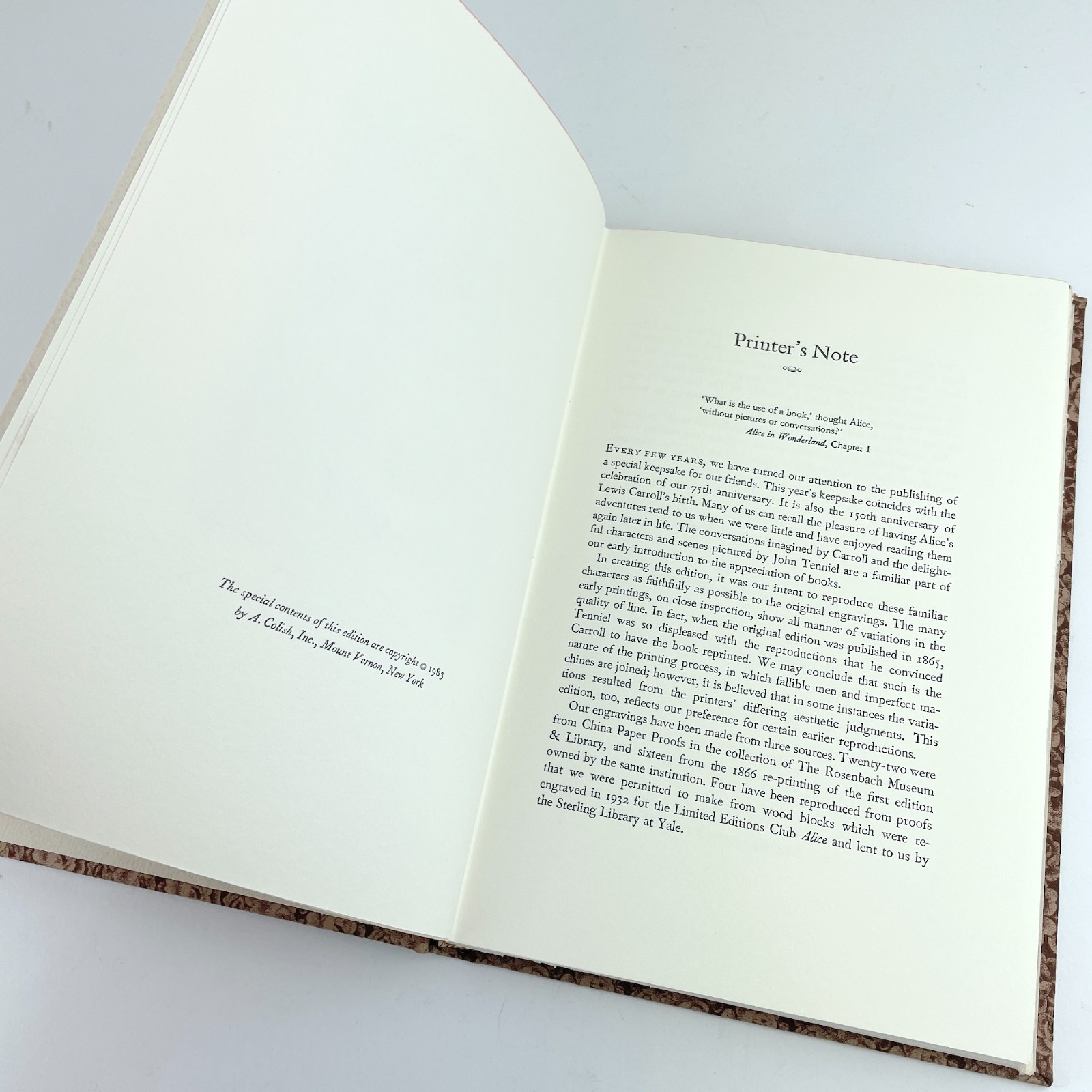 A COLISH Alice’s Adventures in Wonderland Lewis Carroll Illustrated Letterpress