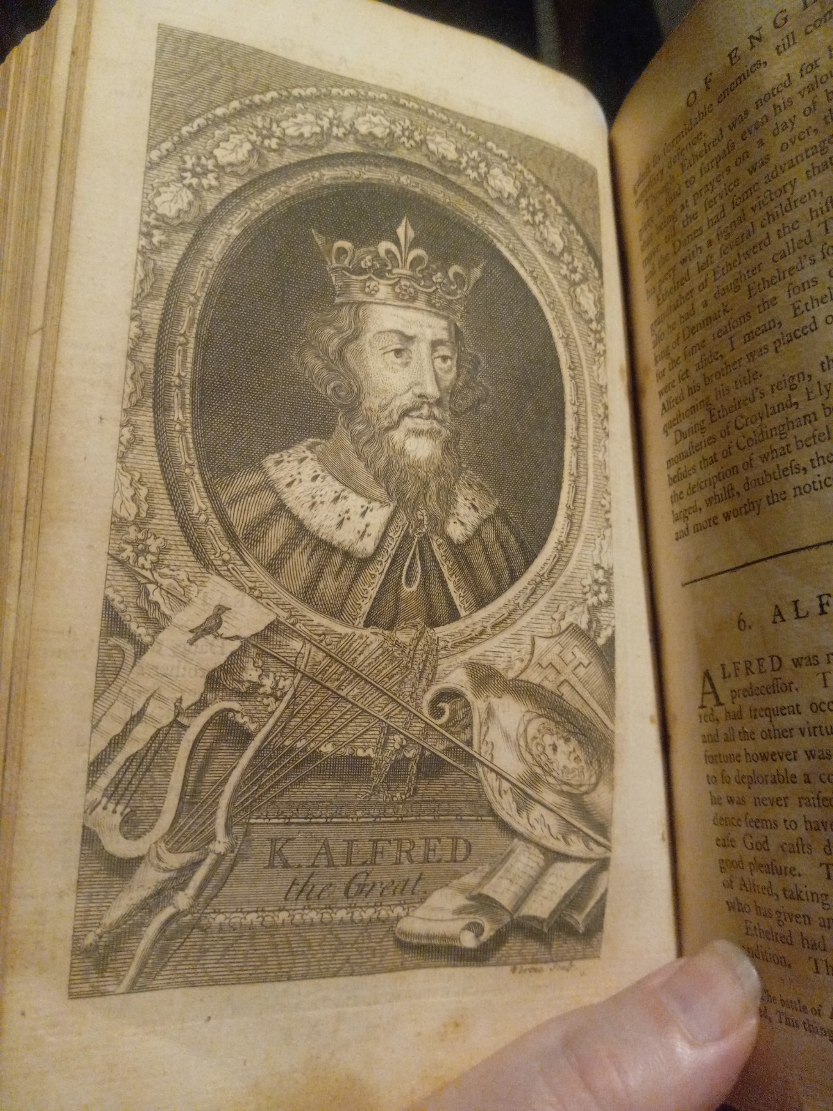 1757 HISTORY OF ENGLAND BY DE THOYRAS W/MAP & ILLUSTRATIONS! REBOUND! VOL 1 ONLY