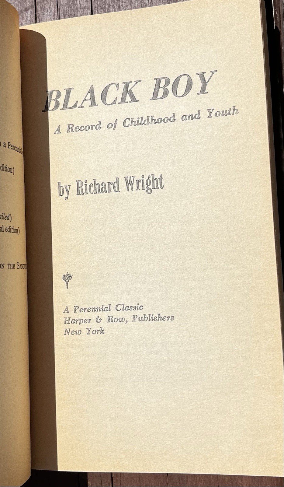 Vintage Black Boy by Richard Wright 1966 Perennial Classic 3053 Harper & Row pb