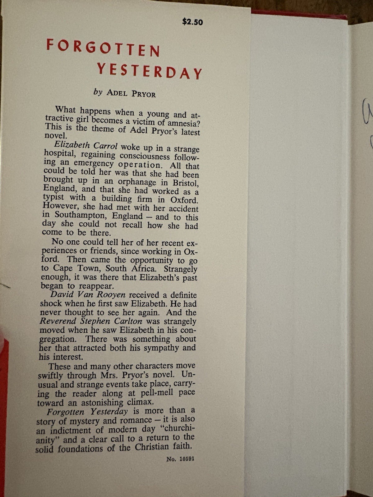 Forgotten Yesterday. Adel Pryor. First Edition. 1966. Hardcover. Very Clean!
