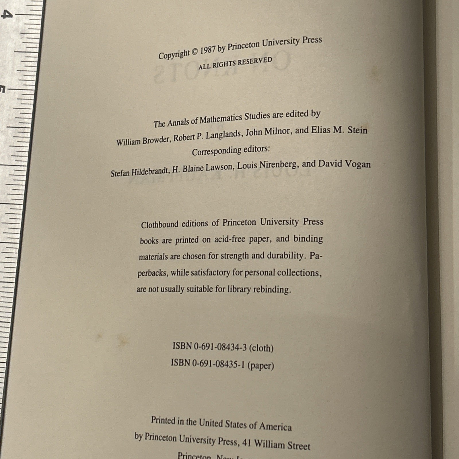 On Knots Louis H Kauffman 1987 Hardcover Princeton Annals Math Studies 115