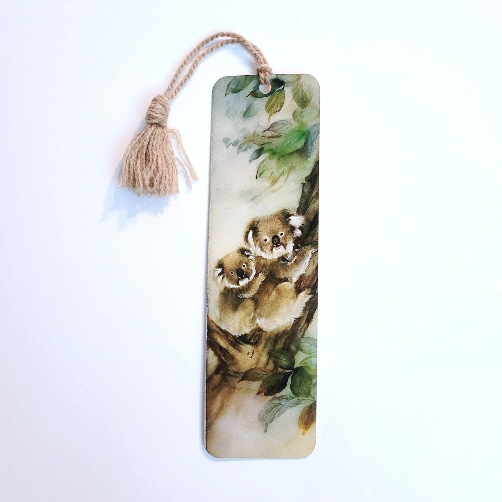 Vintage 90s Koala Bears Bookmark- mom baby- Lena Liu- 1990s tassel Artworks LL59