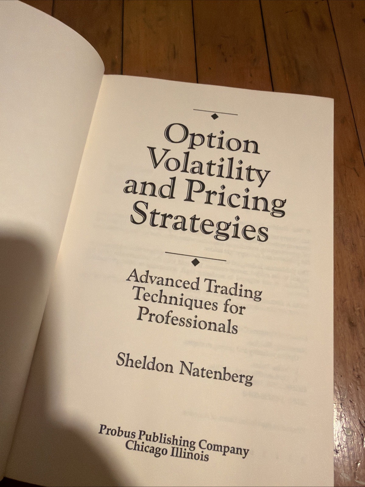 Option Volatility & Pricing Strategies Natenberg 1988 HCDJ Probus Second Print