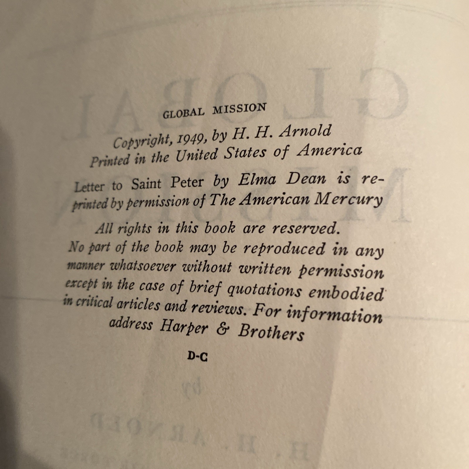 Global Mission by H. H. Arnold 1949, Hardcover