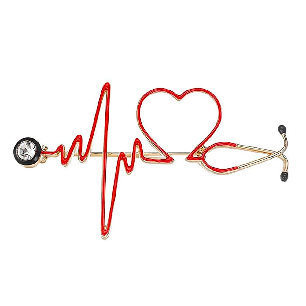 Stethoscope Pins Medical Brooch Nurse Pin Student 2.7inch x 1.2inch, Red
