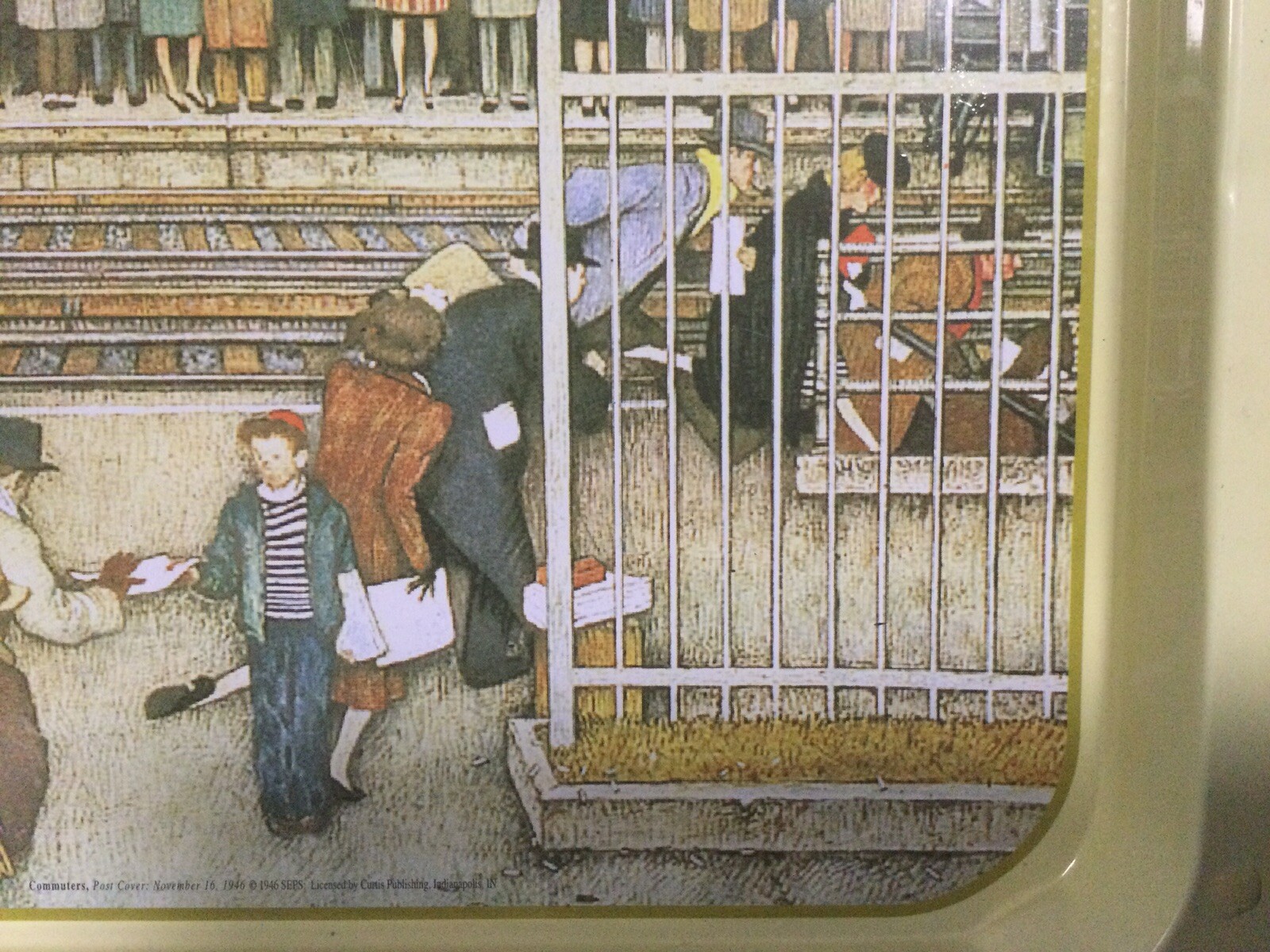 Serving Tray Norman Rockwell Print Commuters Post Cover 13.75 x 11.5 in GPOC