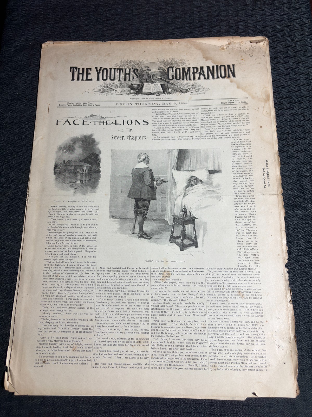 1894 May 3 THE YOUTH’S COMPANION Magazine GD+ 2.5 Weighed in the Balance