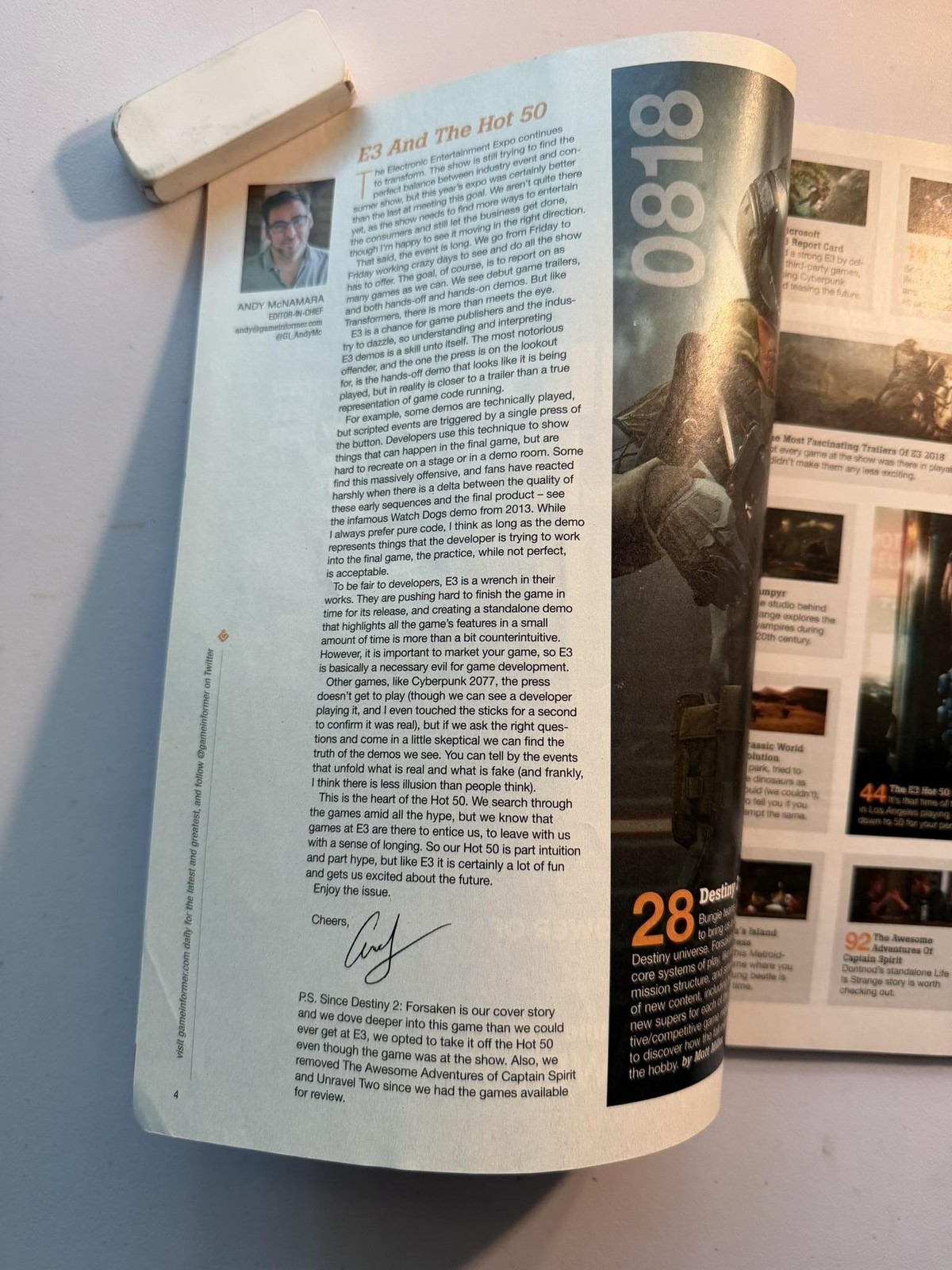 Game Informer Magazine Issue 304 Destiny 2 Forsaken Cover August 2018 Softcover