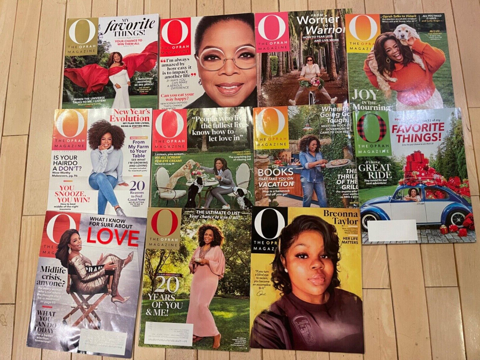 2019-2020 11 Oprah Winfrey O Magazine 2019 Dec. vol 20 and 2020 Jan-Dec. vol 21.