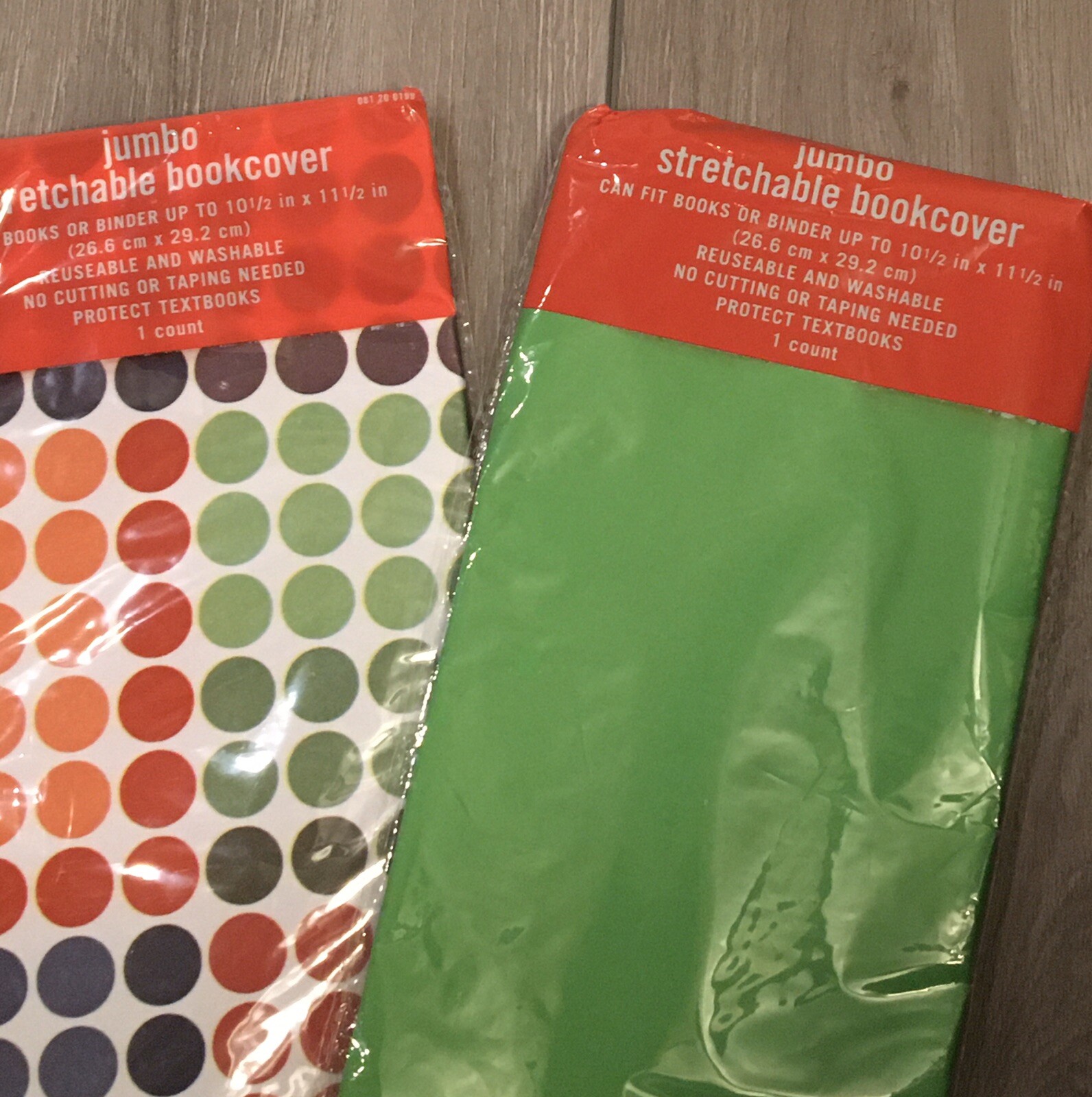 2 Jumbo Stretchable Bookcovers 10.5in x 11.5in Reusable and Washable