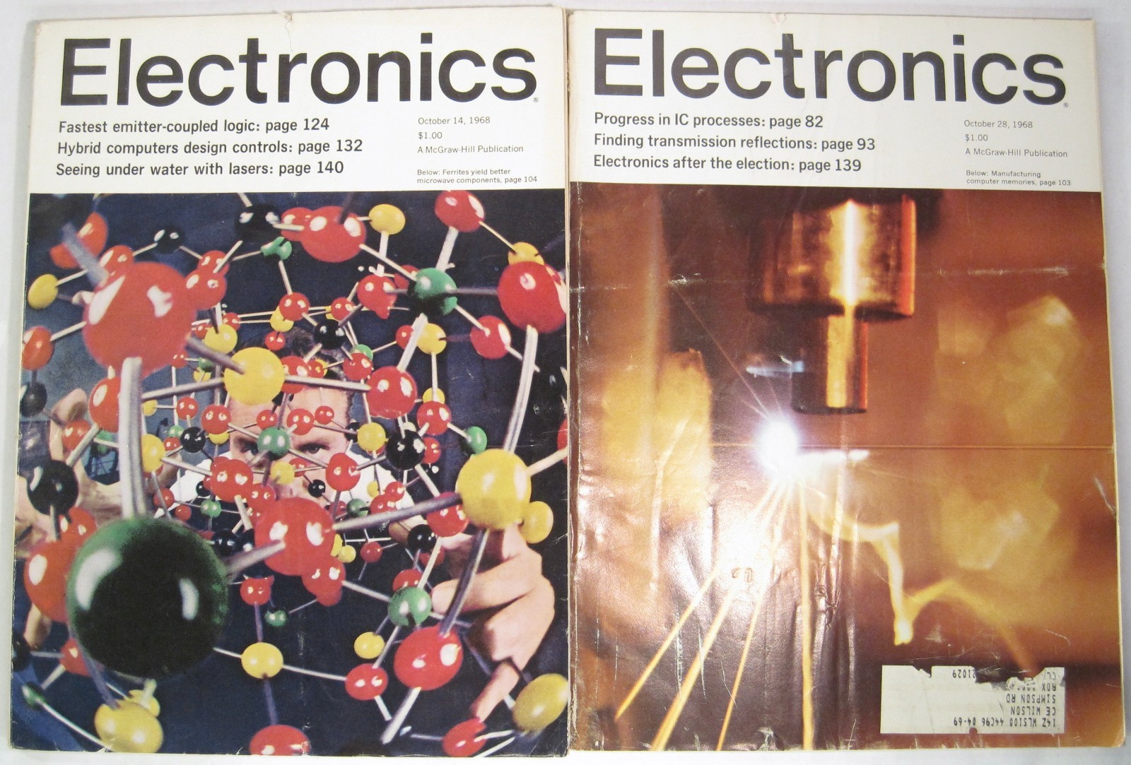 McGraw-Hill Vintage Electronics Magazine October 1968 Vol 41 Issue No 21 & 22
