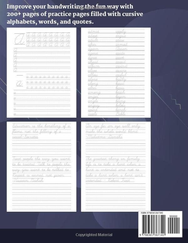 Cursive Handwriting Workbook for Adults – 200+ Pages of Handwriting Practice for