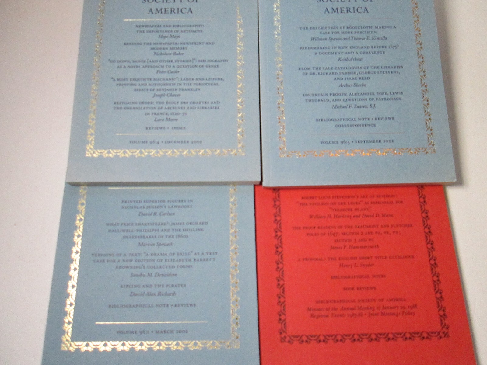 Printing Rare Books Papers Bibliographical Society of America Lot Bibliography +