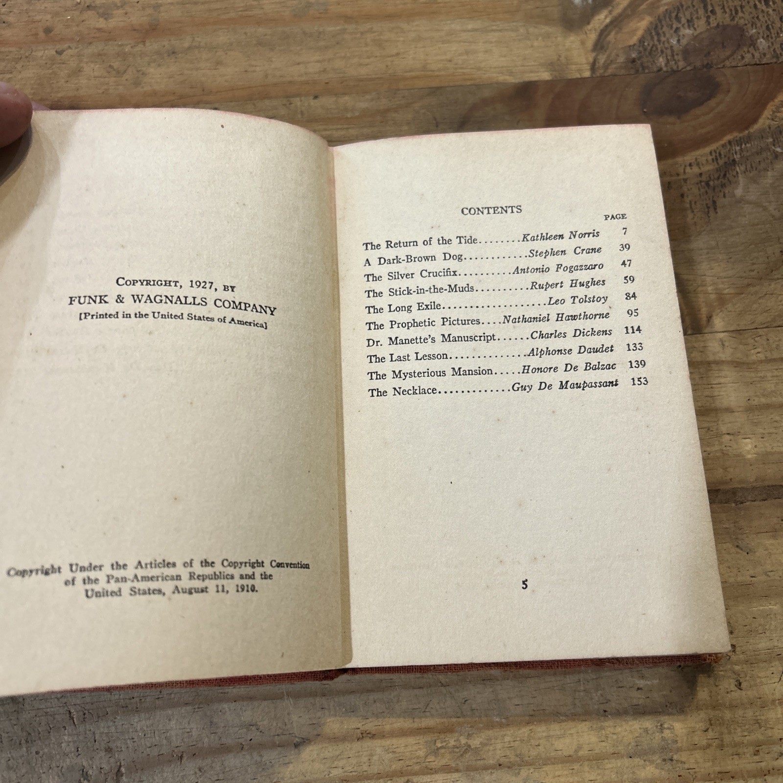 The World’s One Hundred Best Short Stories Volume 5 Drama Funk & Wagnalls 1927