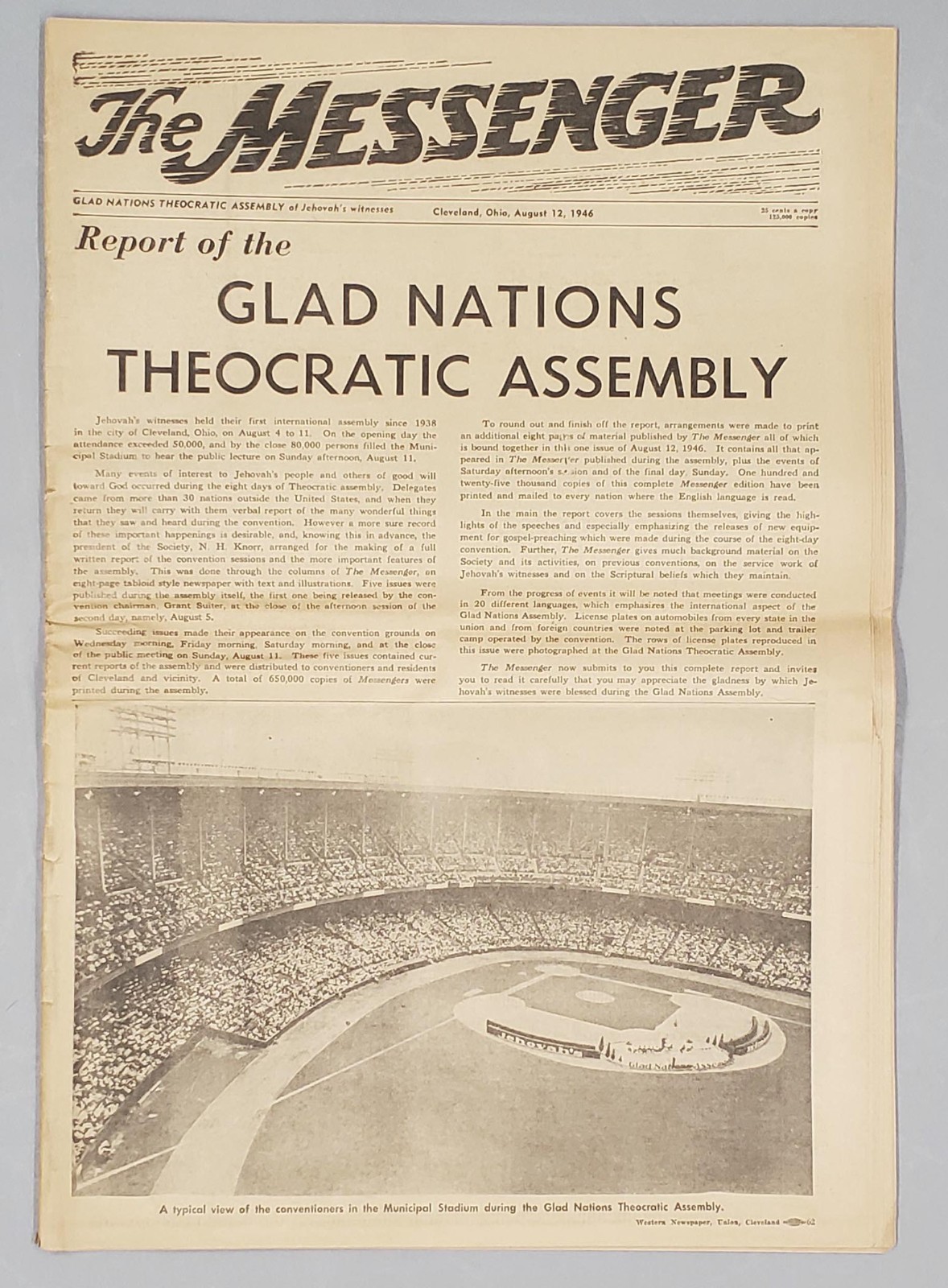Rare Messenger August 12 1946 Convention Report Watchtower Jehovah
