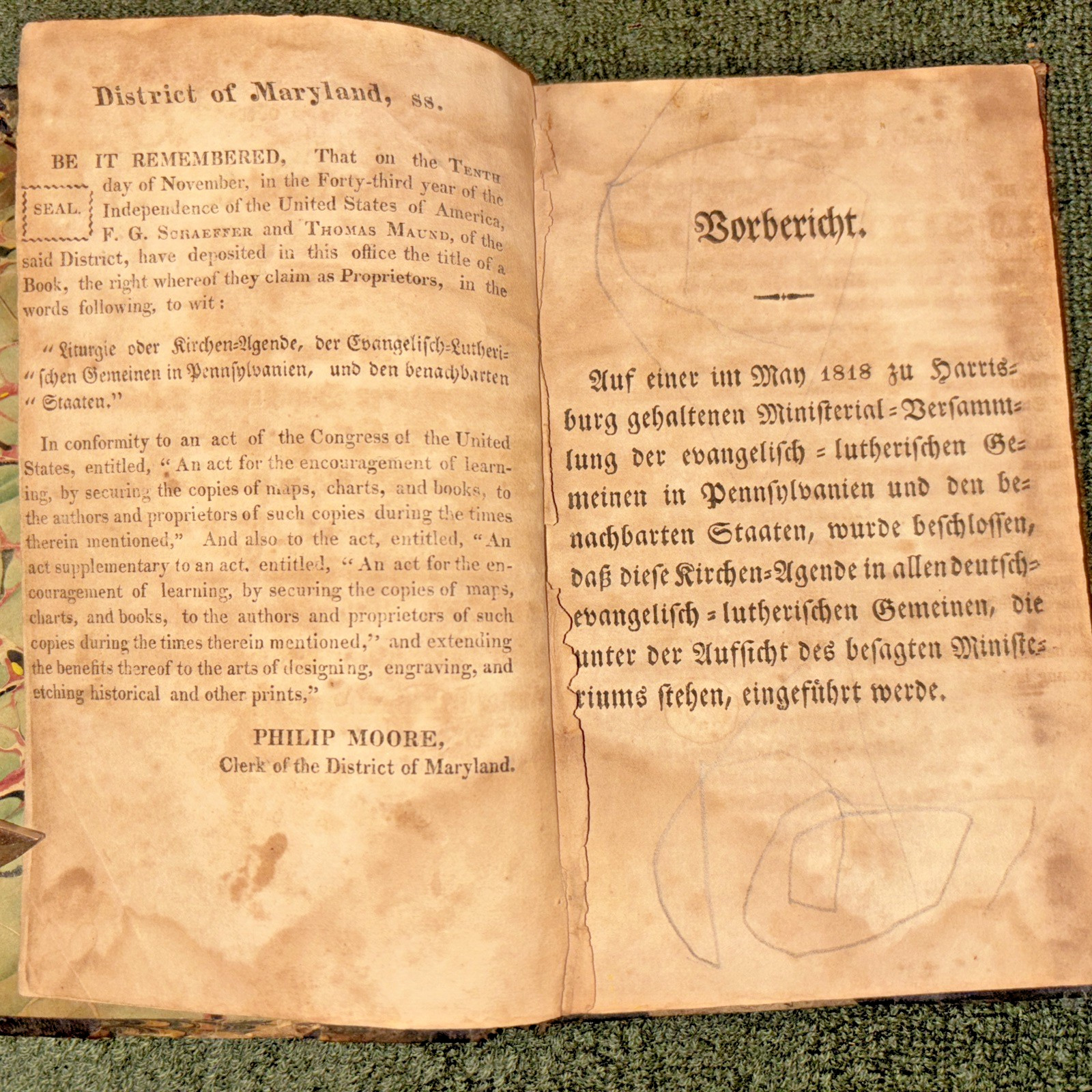 Antique 1818 Book: Liturgie oder Kirchen-Agende ~6.6″ x ~4.25″ x ~0.5″ in German