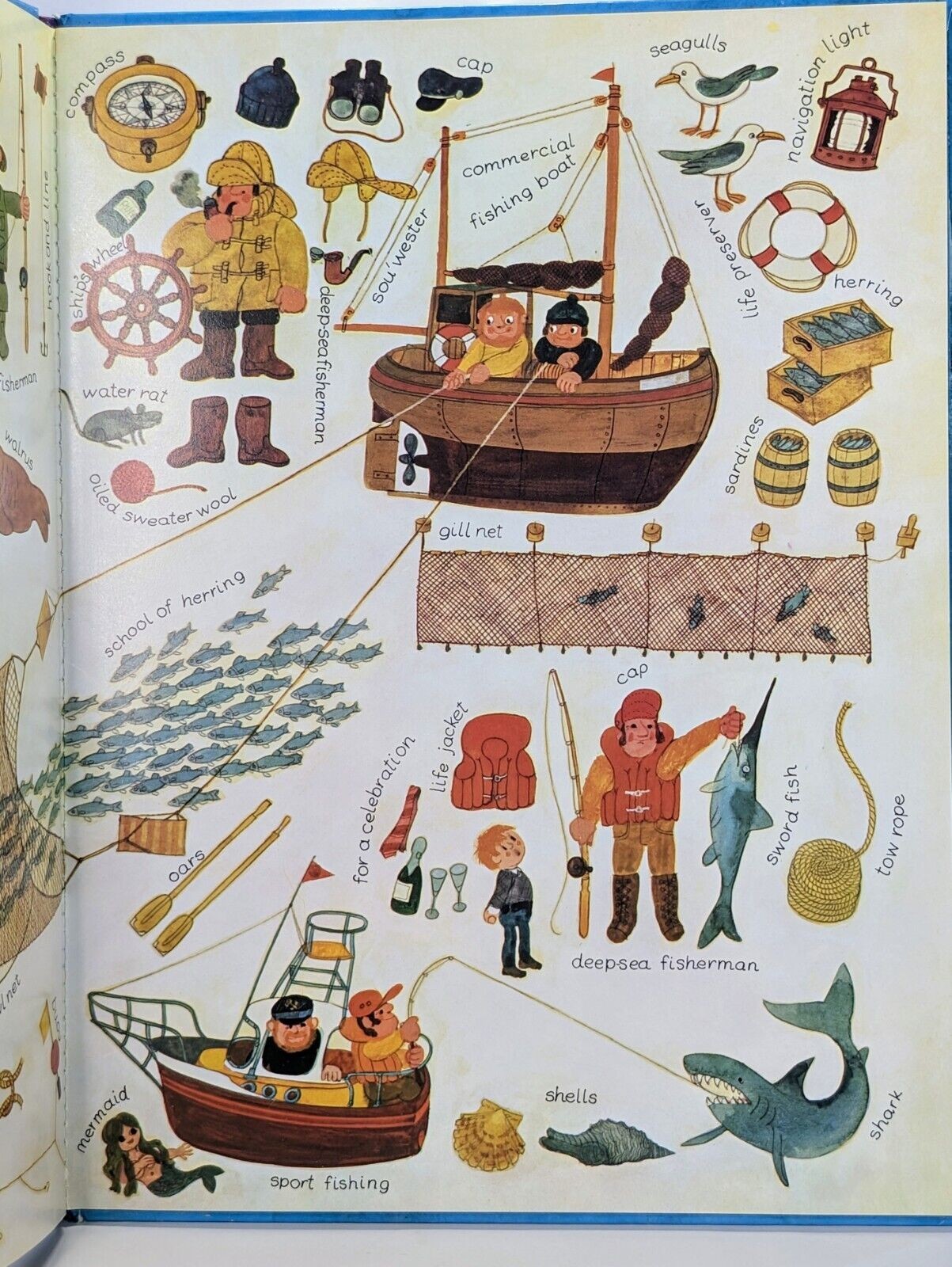 By The Busy Sea RARE Vintage Big Golden Press Childrens Look And See Book 1973