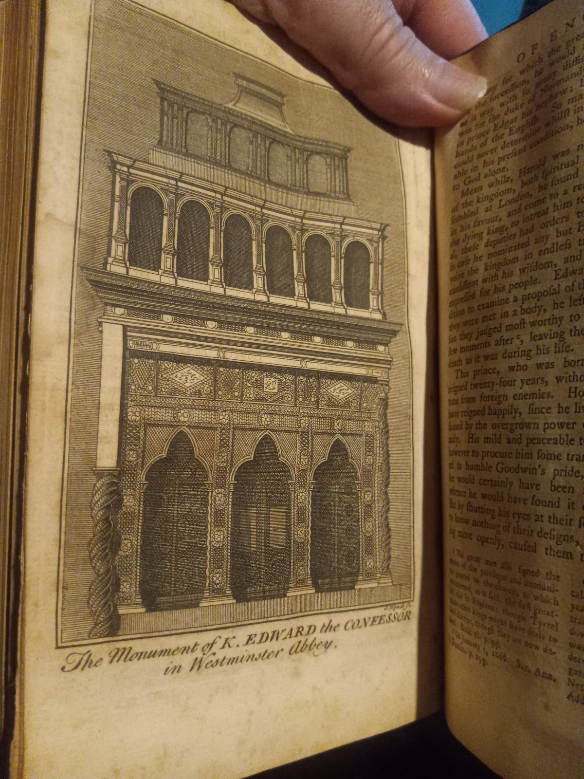 1757 HISTORY OF ENGLAND BY DE THOYRAS W/MAP & ILLUSTRATIONS! REBOUND! VOL 1 ONLY