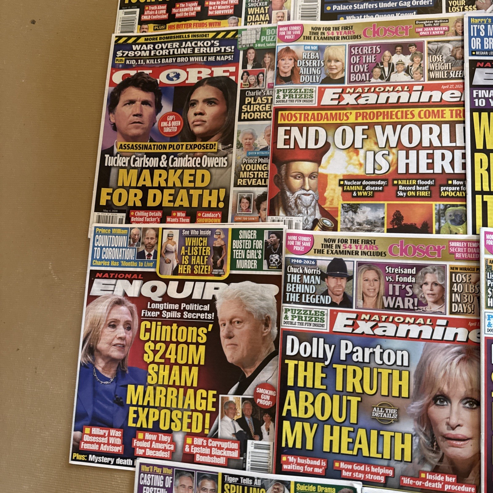 Lot Of 15 NATIONAL EXAMINER Magazines, Globe And Enquirer Mixed Magazine Lot